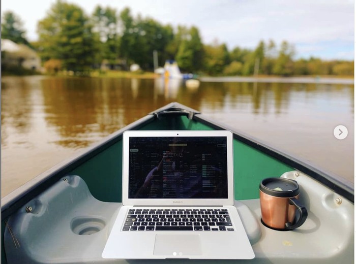 laptop on boat
