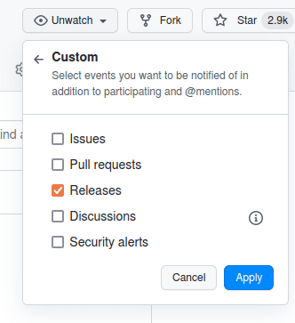 the checkbox you need to check in GitHub to follow CML releases